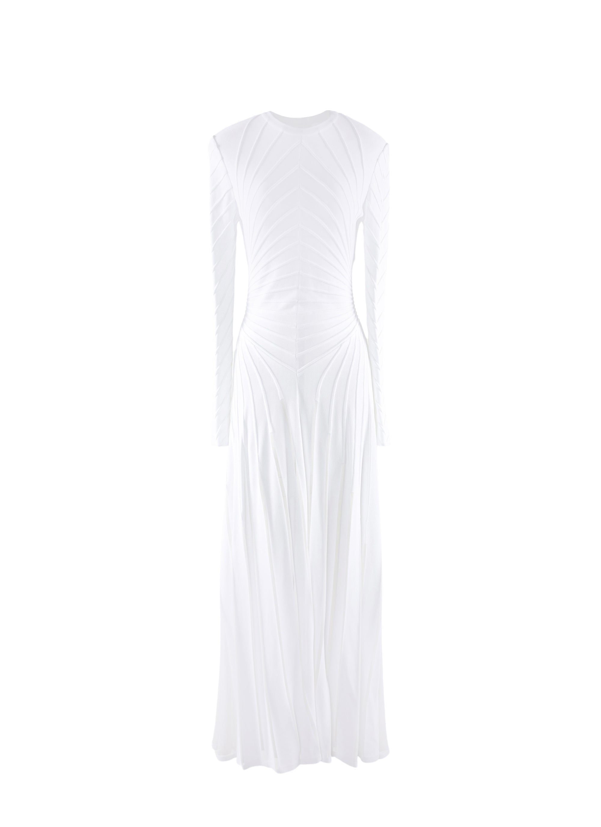 Robe longue sculptante en soie mélangée - Blanc