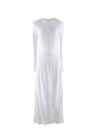 Long dress with graphic and sculpting lines - White