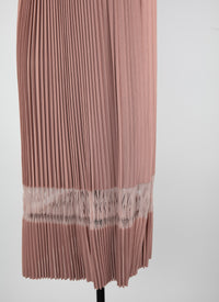 Sleeveless midi dress with open square knit collar - Flesh Pink