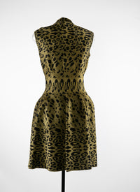 Robe courte zippé à imprimé animal - Vert & Noir