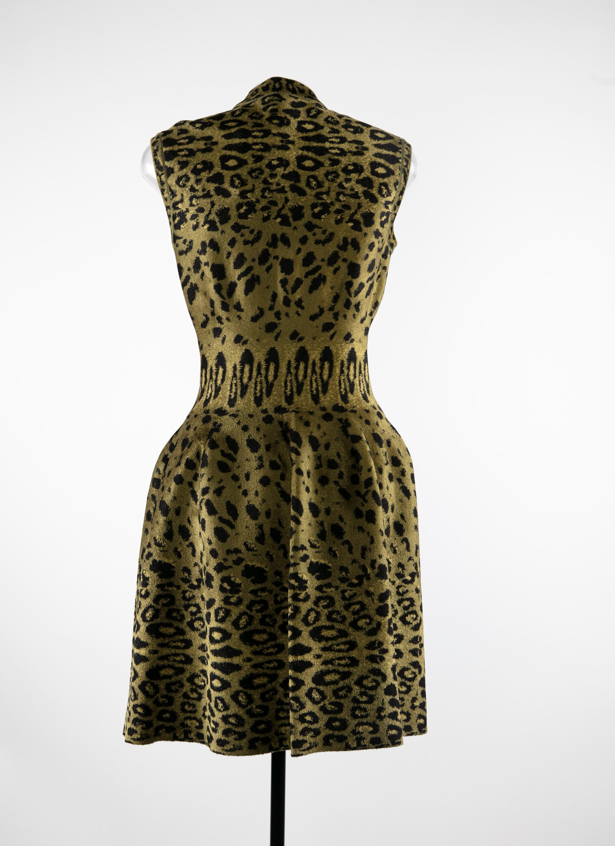 Robe courte zippé à imprimé animal - Vert & Noir