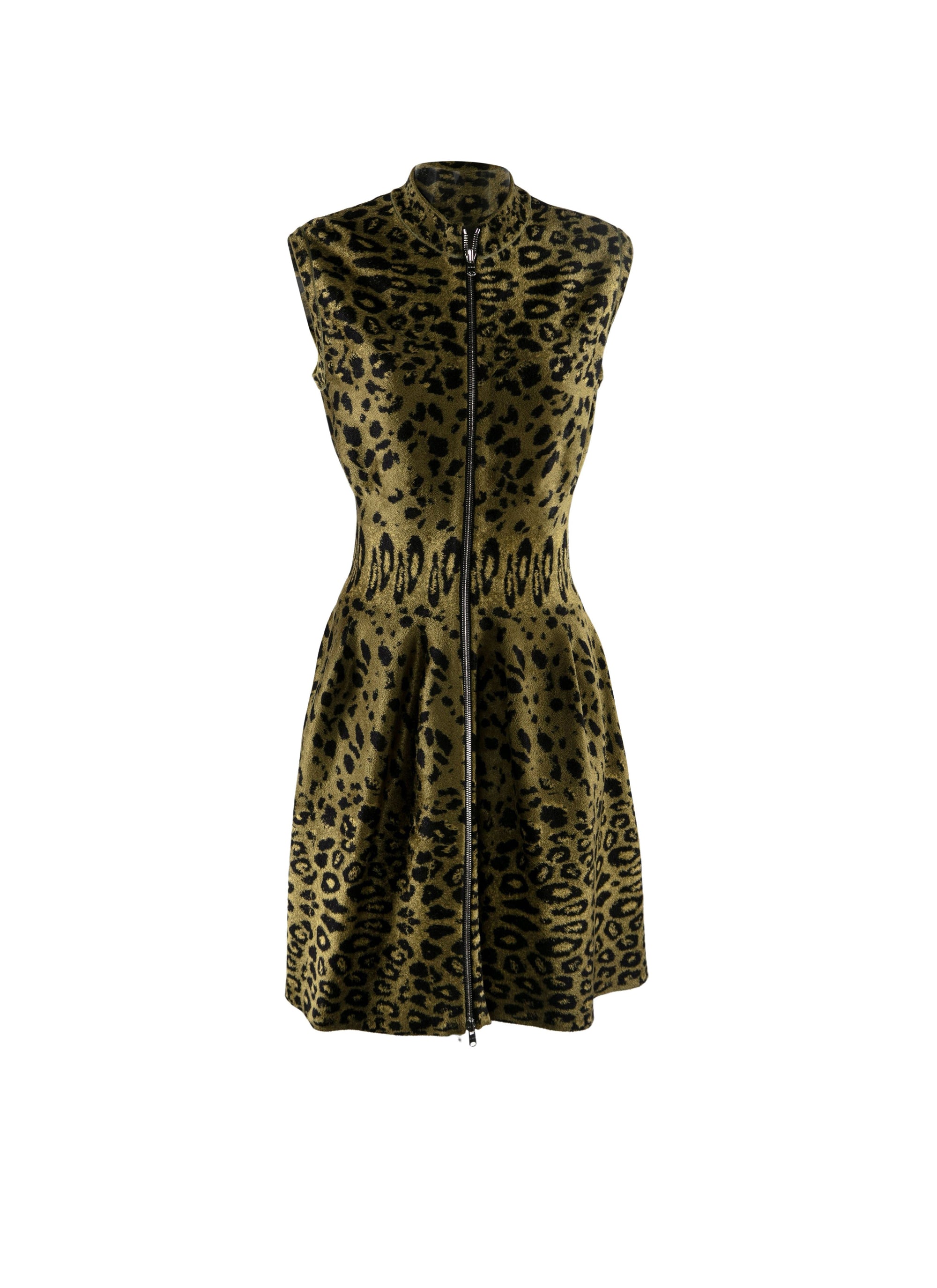 Robe courte zippé à imprimé animal - Vert & Noir