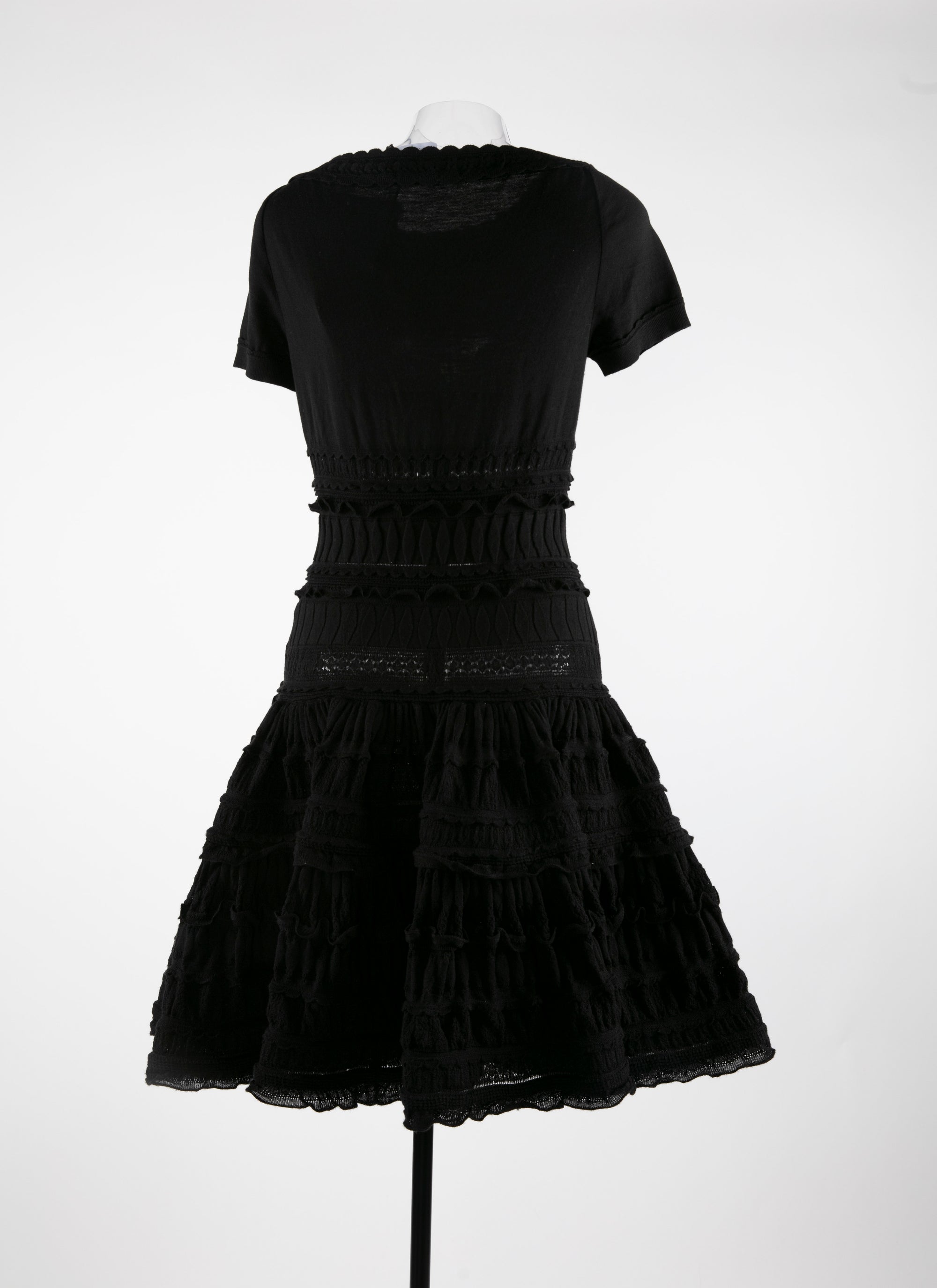 Robe courte à manches courtes en laine - Noir