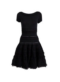 Robe crinoline courte en laine - Noir