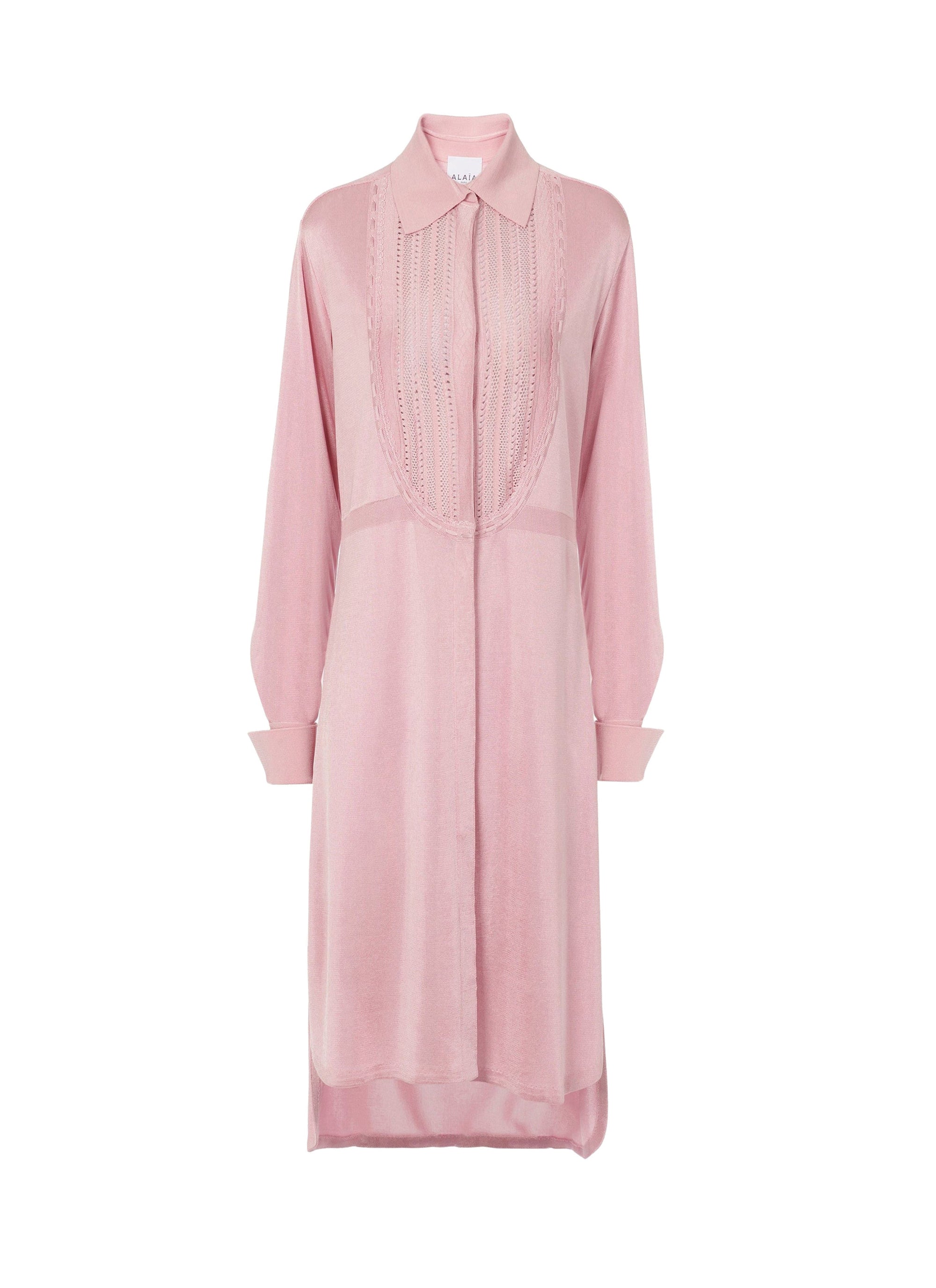 Robe jabot en maille brillante - Rose