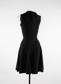 Robe patineuse courte à capuche - Noir