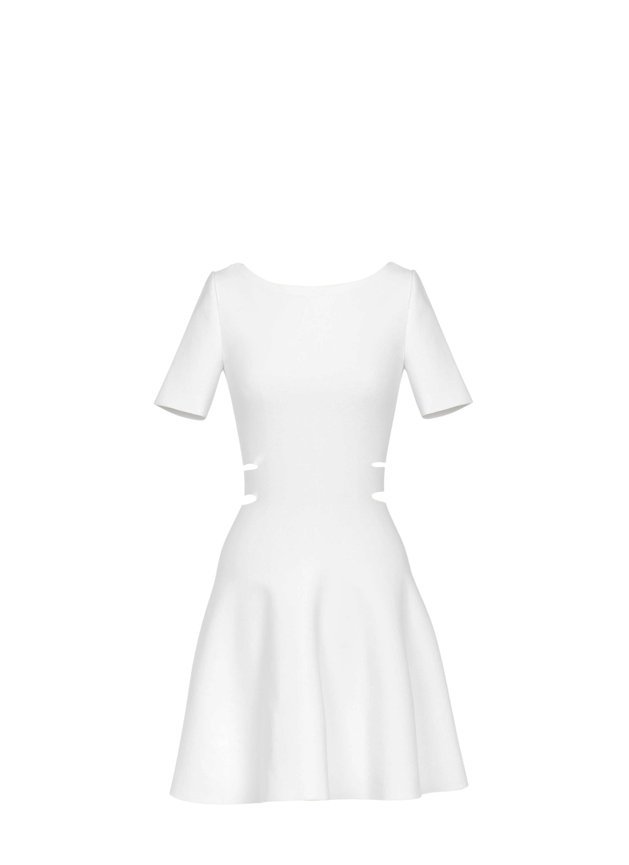 Robe évasée à manches courtes - Blanc Optique