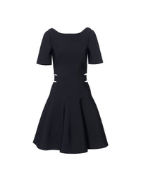 Robe évasée à manches courtes - Noir Alaïa