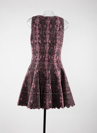 Robe évasée sans manches imprimé python - Noir & Rose