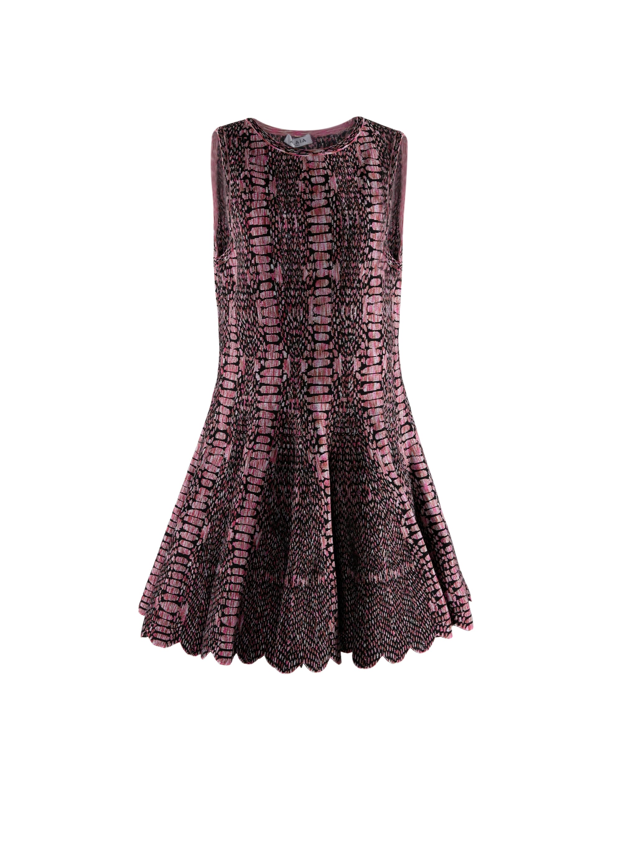 Robe évasée sans manches imprimé python - Noir & Rose