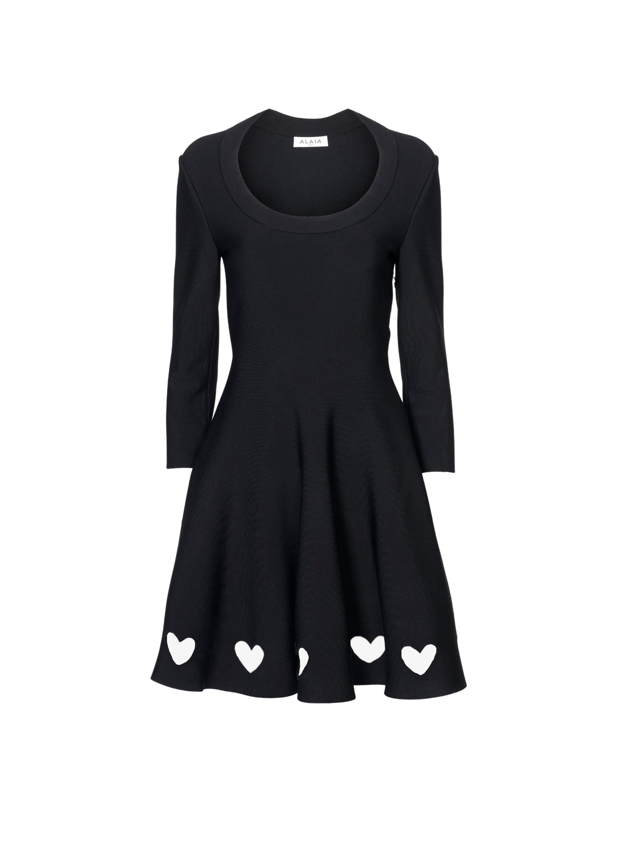 Robe patineuse courte à découpes en cœur - Noir Alaia
