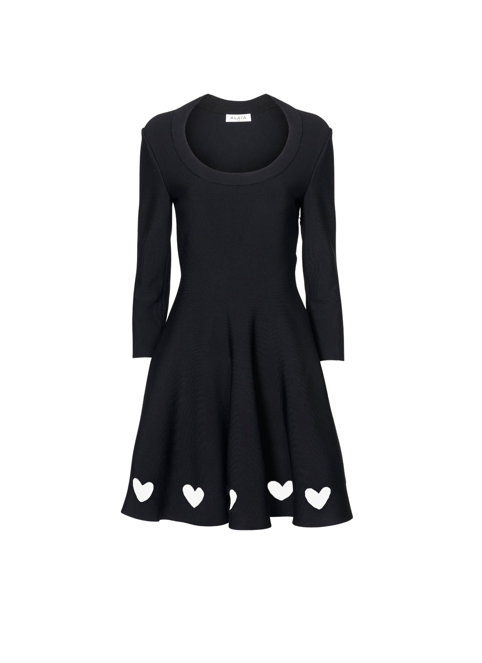 Short skater dress with heart-shaped cut-outs - Black Alaïa