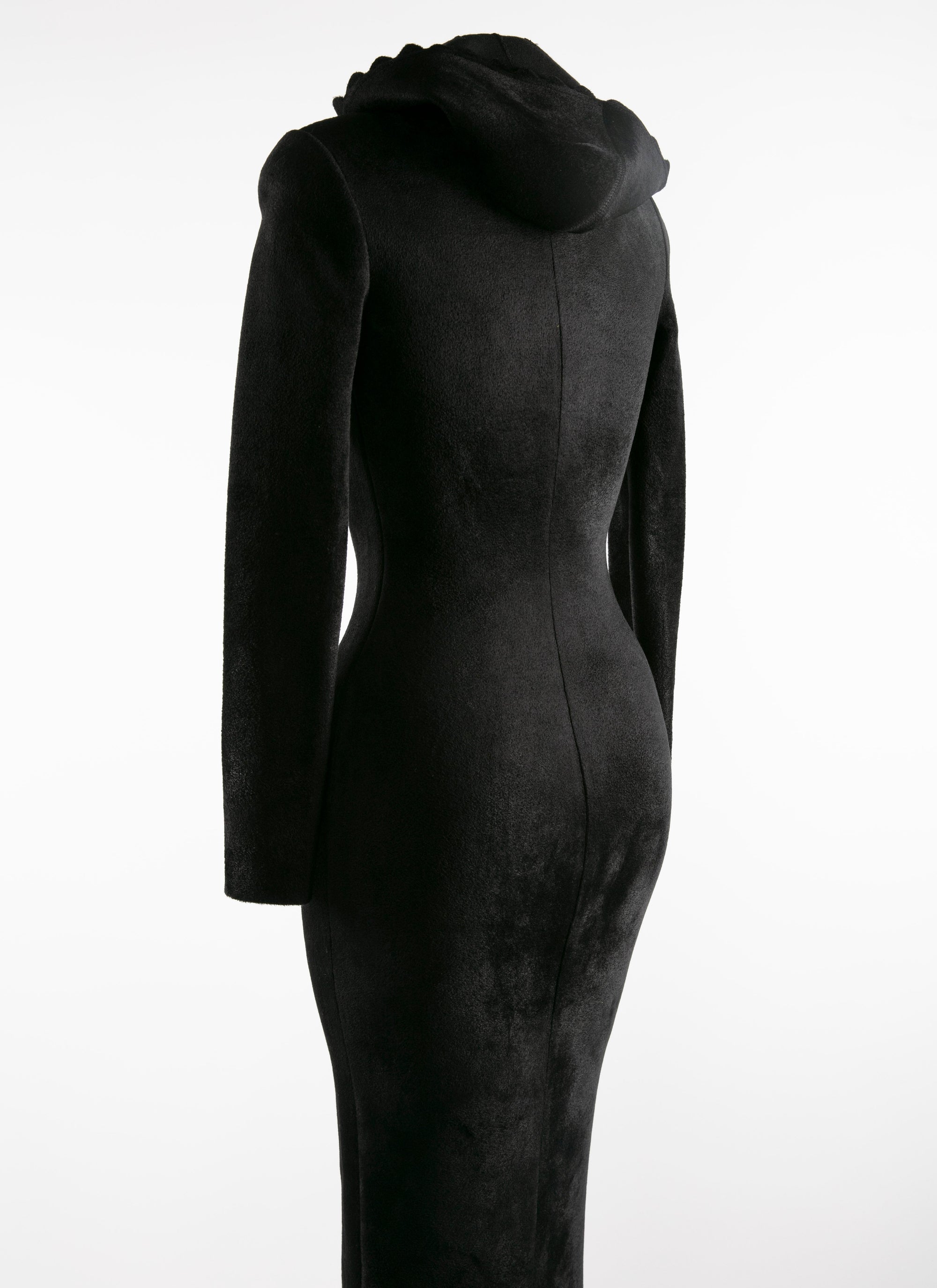 Robe longue moulante à capuche en laine mélangée - Noir Alaïa