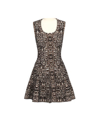 Animal print sleeveless skater dress - Black & Ivory