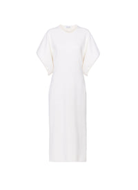 Short-sleeved silk hanger dress - White
