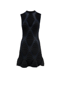 Python print flared dress - Navy & Black