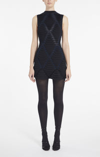 Python print flared dress - Navy & Black