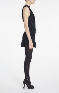 Python print flared dress - Navy & Black