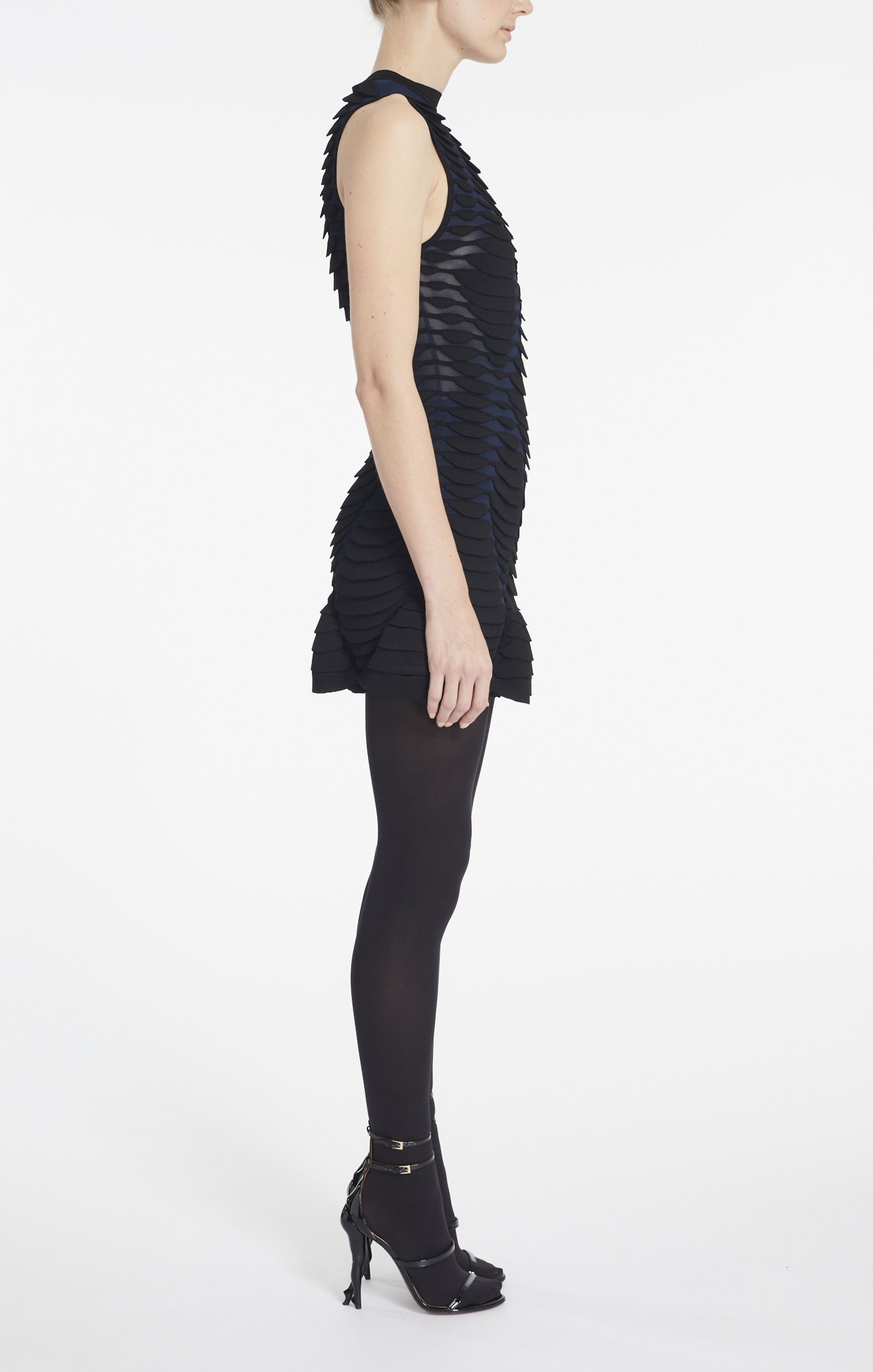 Python print flared dress - Navy & Black