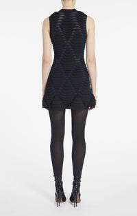 Python print flared dress - Navy & Black