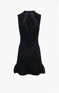 Python print flared dress - Navy & Black