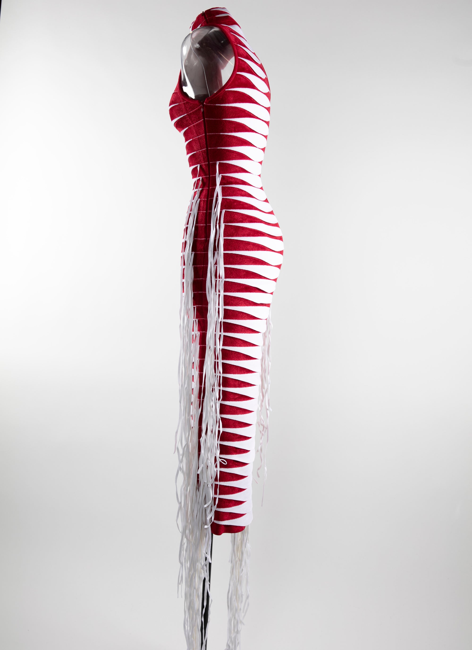 Robe col haut - Rouge & Blanc