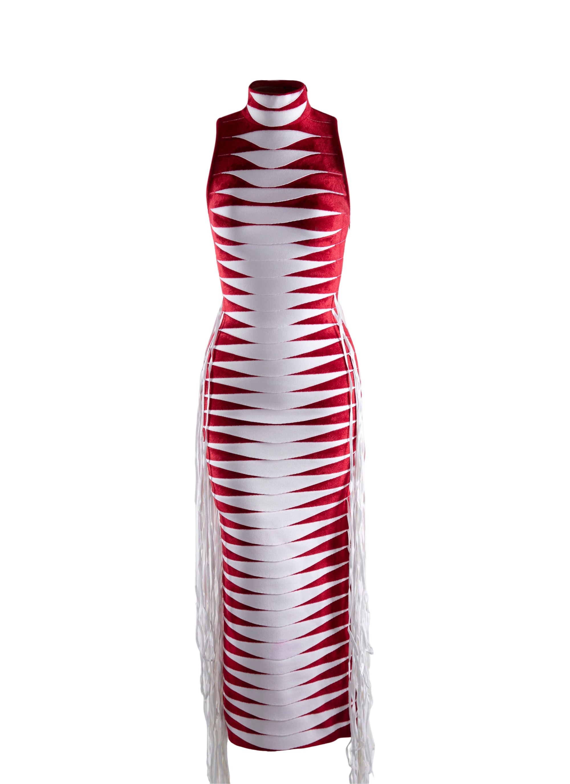 Robe col haut - Rouge & Blanc