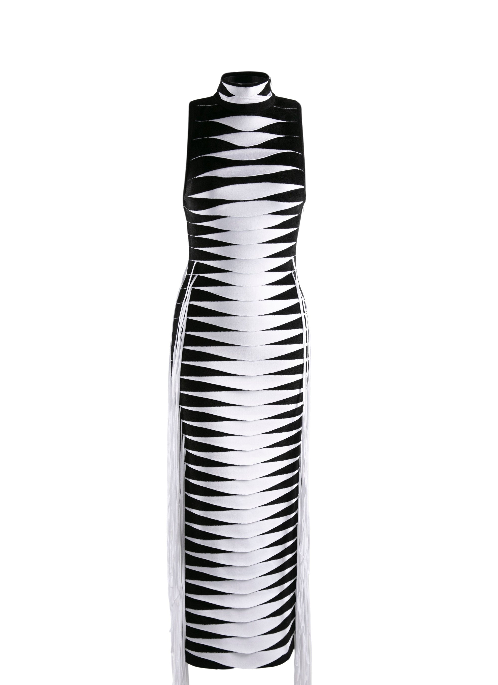 Robe col haut - Noir & Blanc