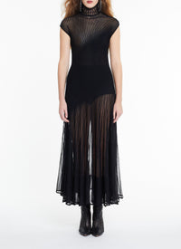 Robe longue sans manches en soie mélangée - Noir Alaïa