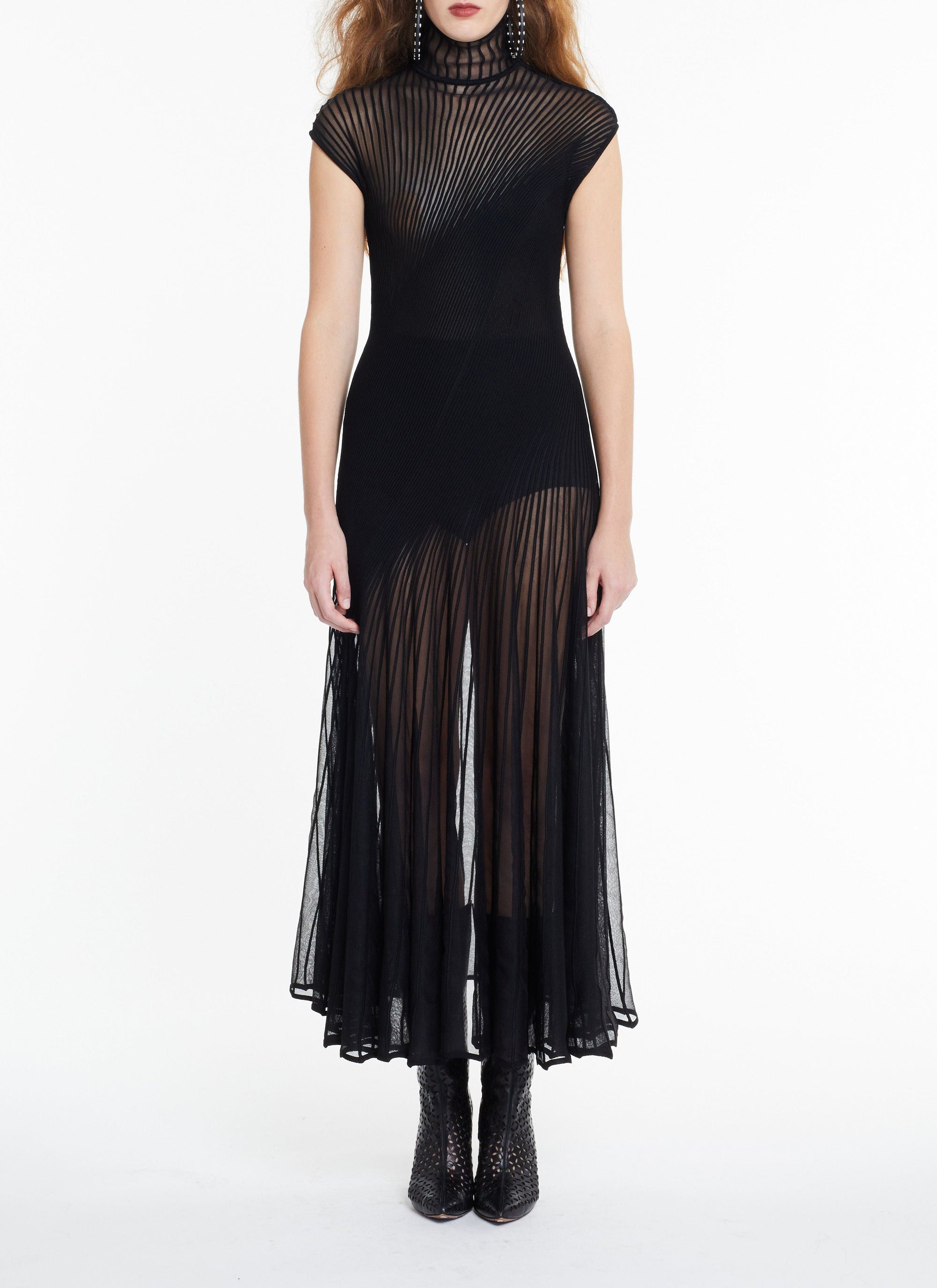 Robe longue sans manches en soie mélangée - Noir Alaïa