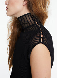 Robe longue sans manches en soie mélangée - Noir Alaïa