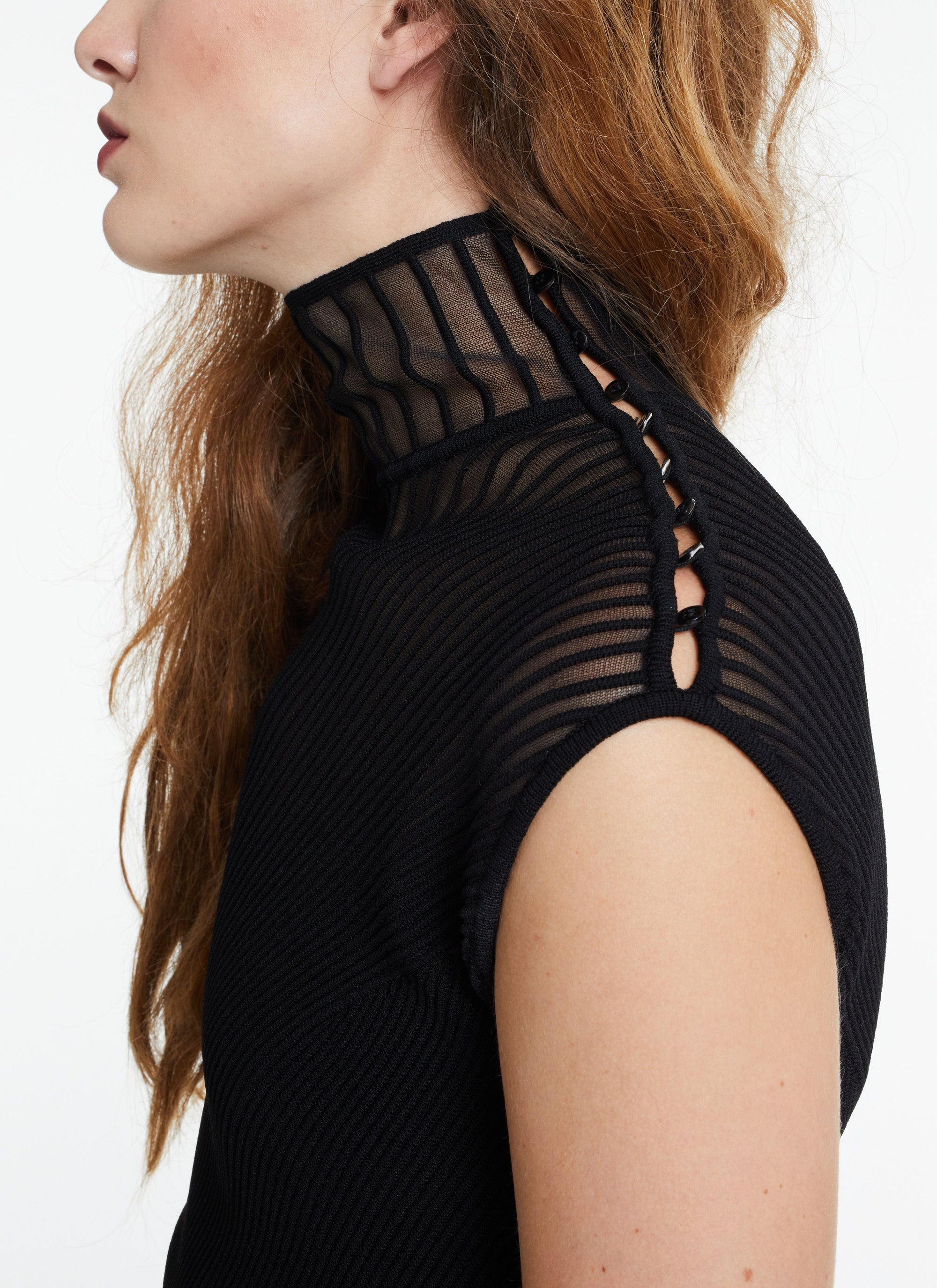 Robe longue sans manches en soie mélangée - Noir Alaïa