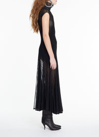 Robe longue sans manches en soie mélangée - Noir Alaïa