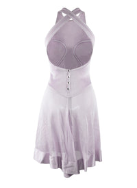 Robe courte à dos ouvert avec bretelles croisés - Lilas
