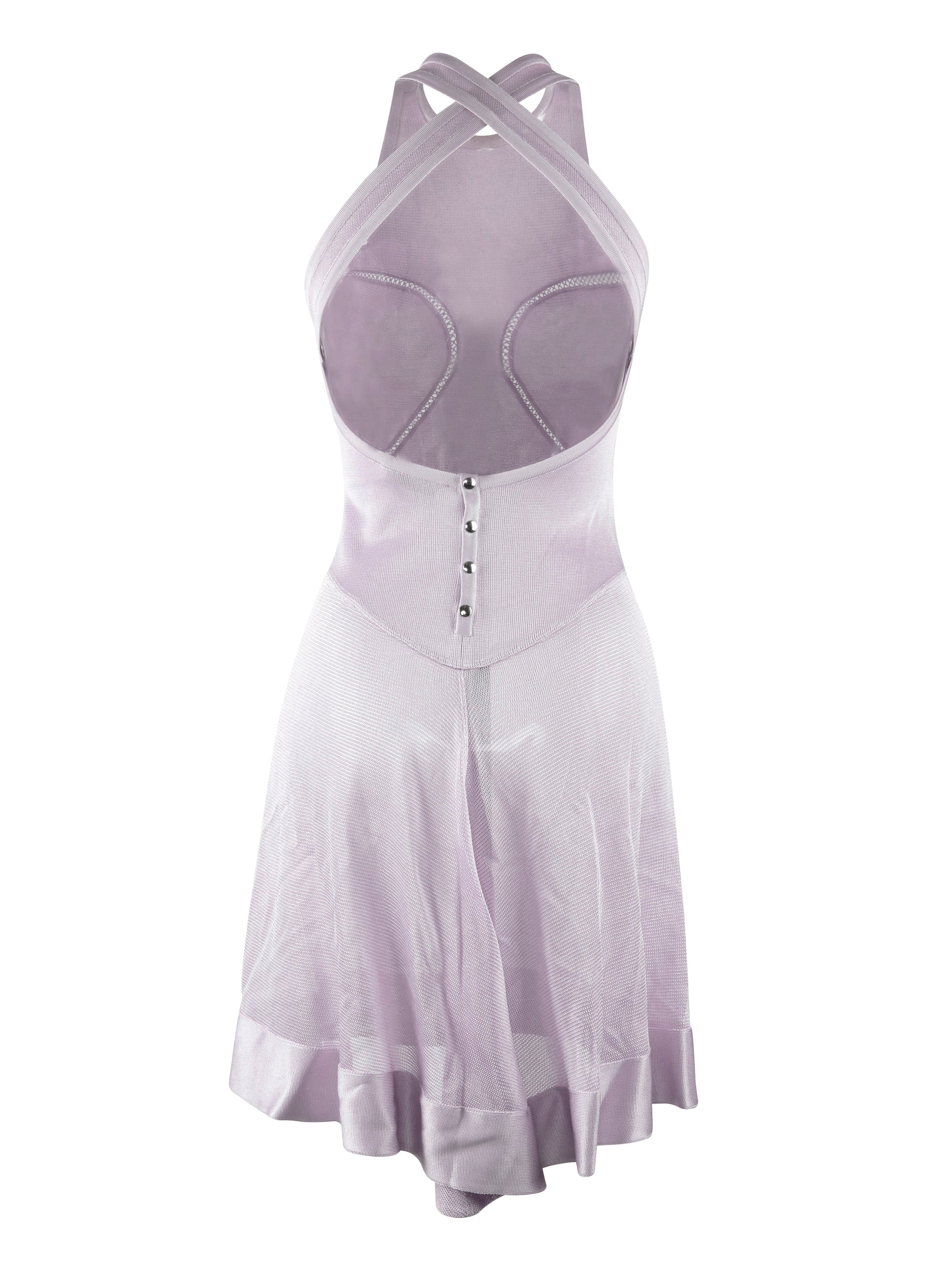 Robe courte à dos ouvert avec bretelles croisés - Lilas