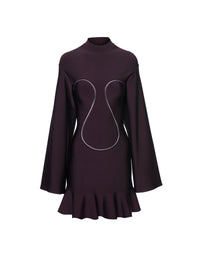 Long sleeved skater dress - Aubergine