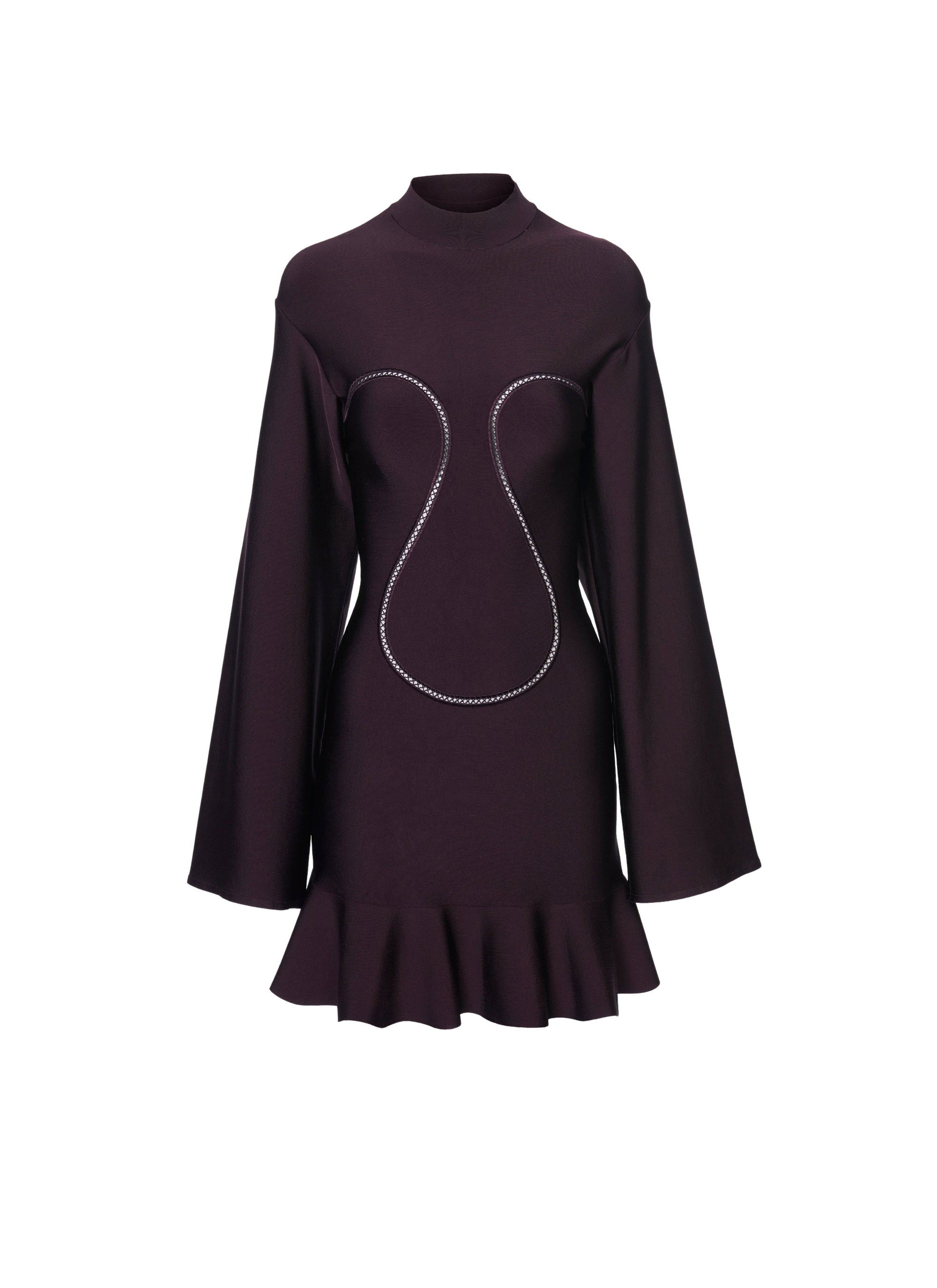 Long sleeved skater dress - Aubergine