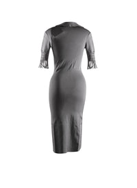 Robe mi-longue à col polo - Acier