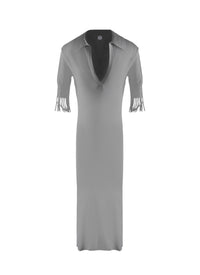 Robe mi-longue à col polo - Acier