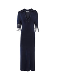 Polo neck midi-length dress - Navy