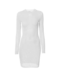 Robe courte col rond effet contrasté - Blanc