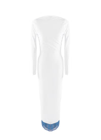 Robe longue ajustée - Blanc & Multicolor