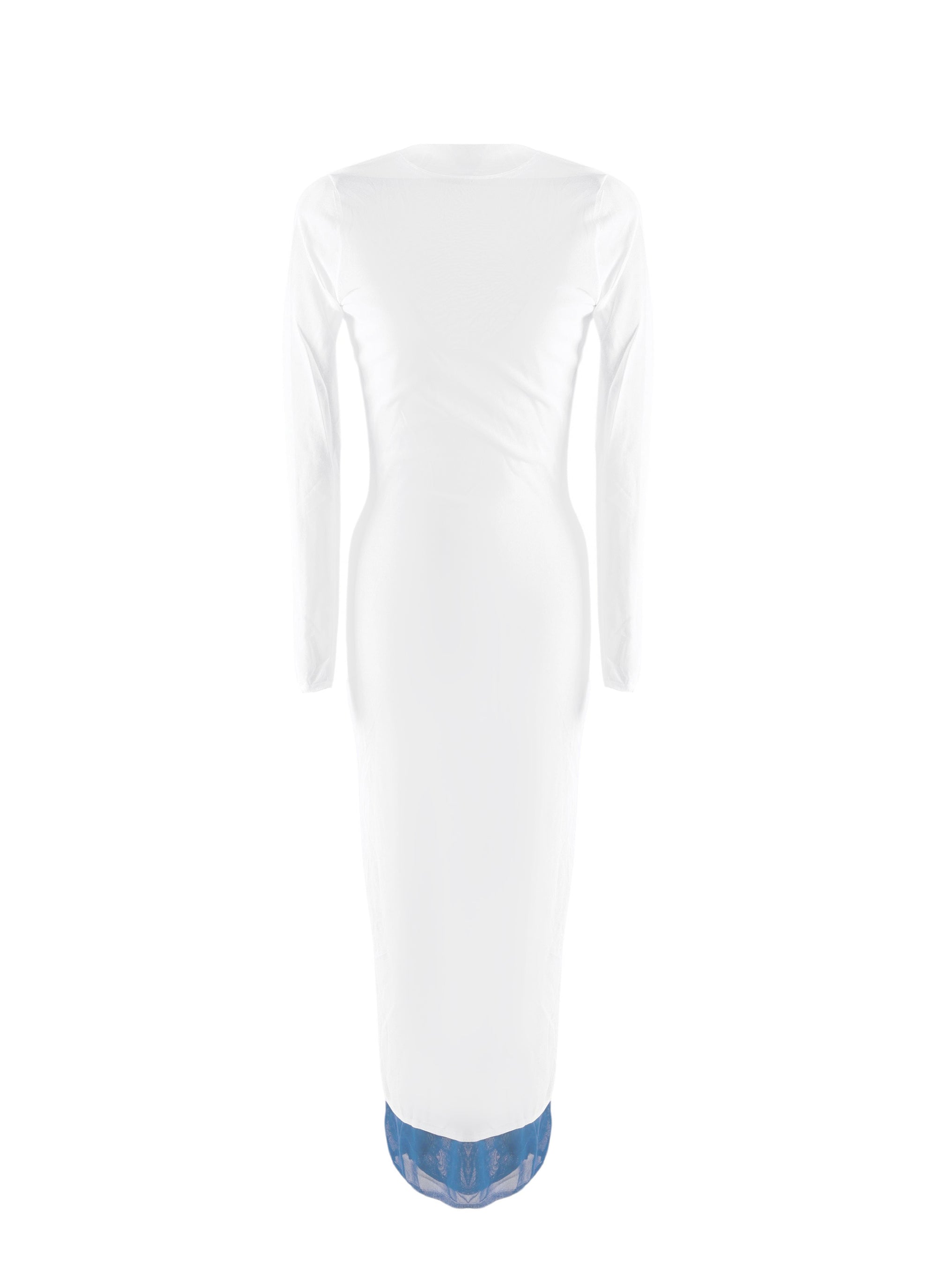 Robe longue ajustée - Blanc & Multicolor