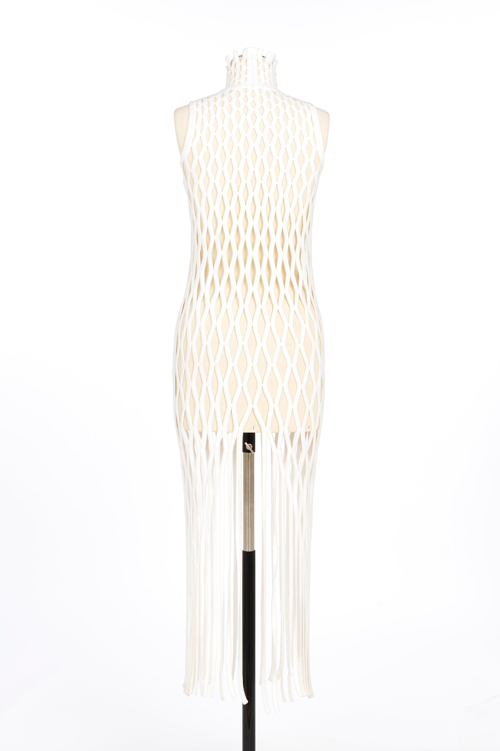 Robe longue filets sans manches à franges - Naturel