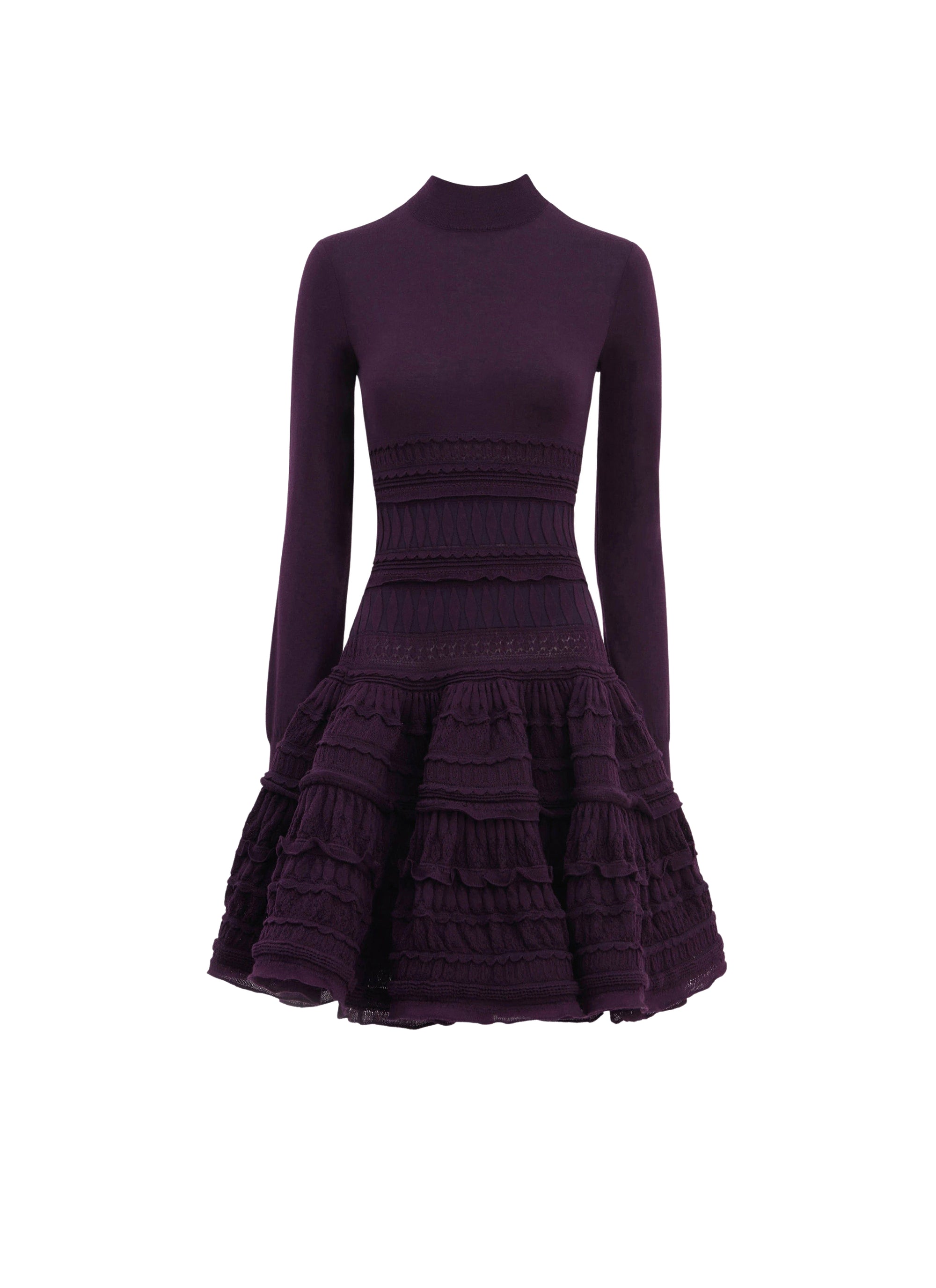Wool crinoline dress with high collar - Violine