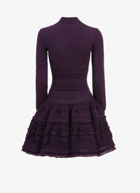 Wool crinoline dress with high collar - Violine