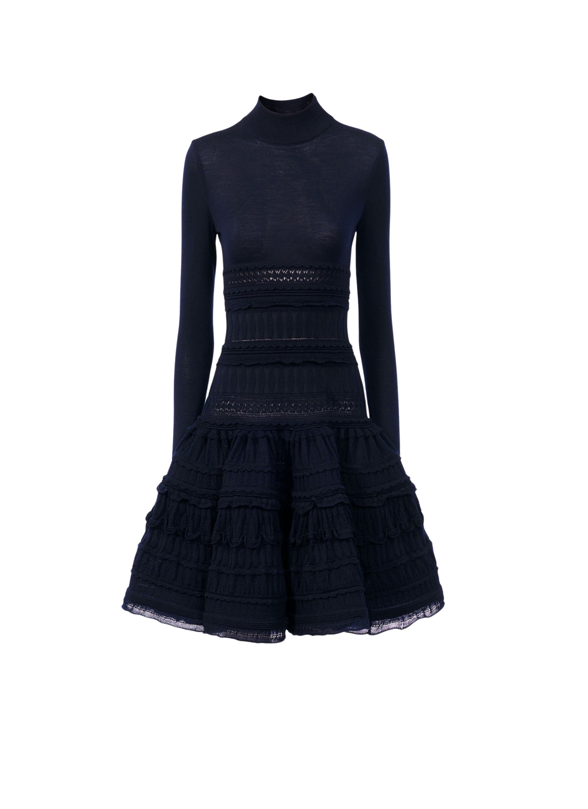Robe Crinoline en laine à col montant - Marine