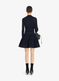 Wool crinoline dress with high collar - Black Alaïa