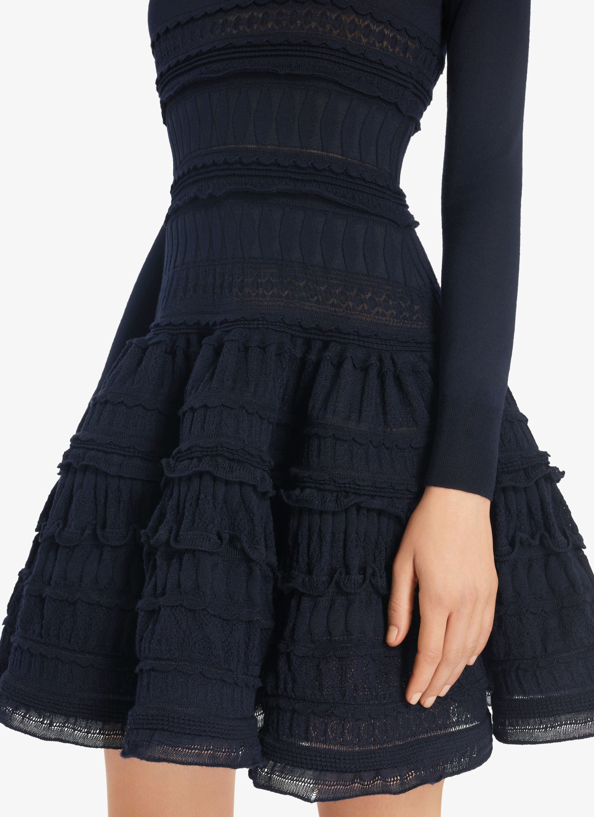 Wool crinoline dress with high collar - Violine