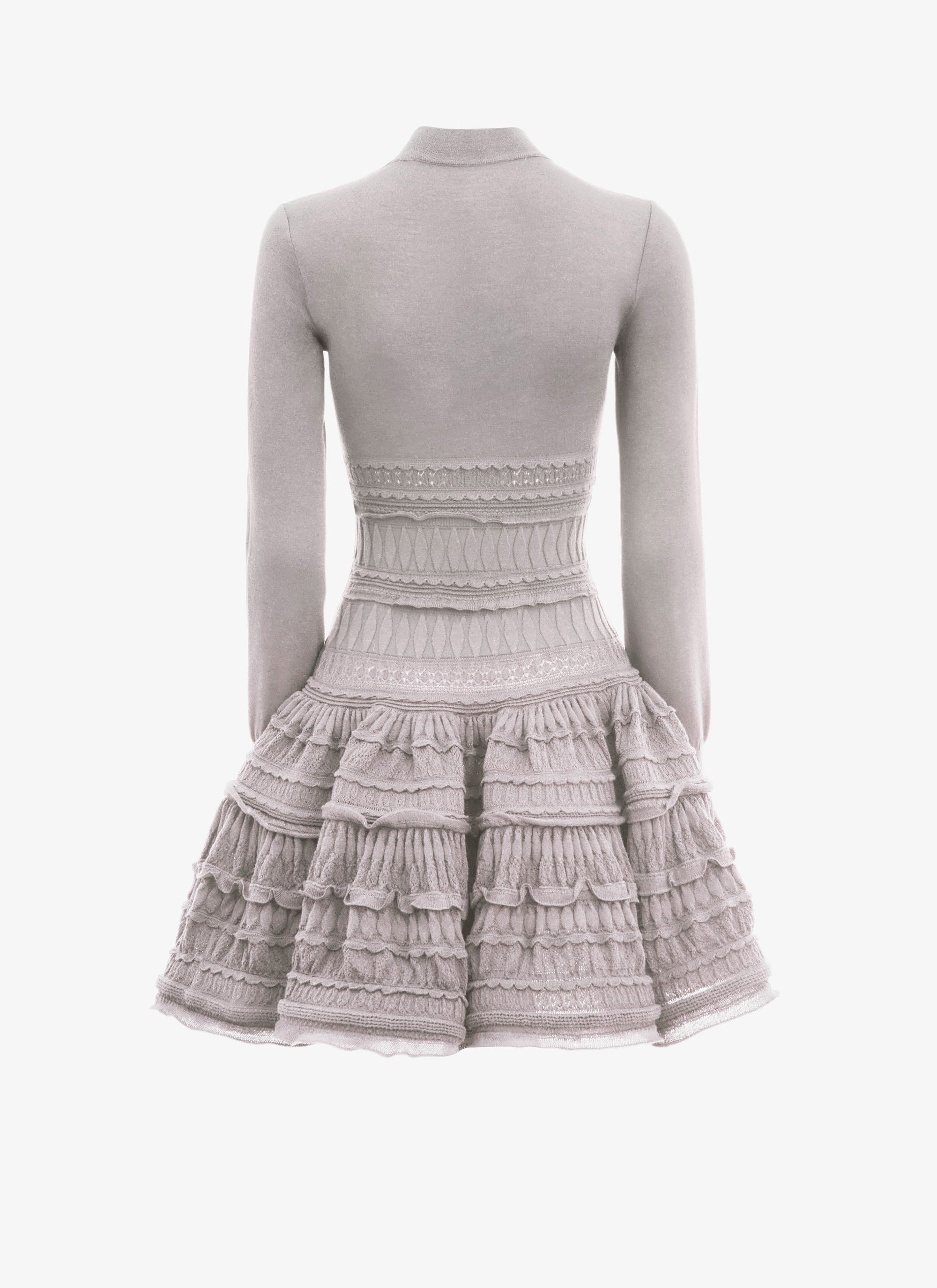 Wool crinoline dress with high collar - Light grey